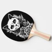 Bloemen en gegotenkat tafeltennisbatje (Zijkant)