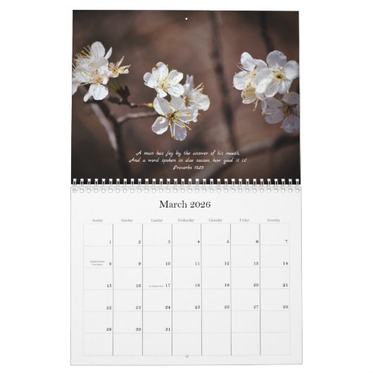 Bloemen en geloof Bijbel Verzen Kalender 2024 (Mar 2026)