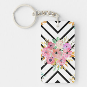 Bloemen en geometrisch de diamantontwerp van de sleutelhanger