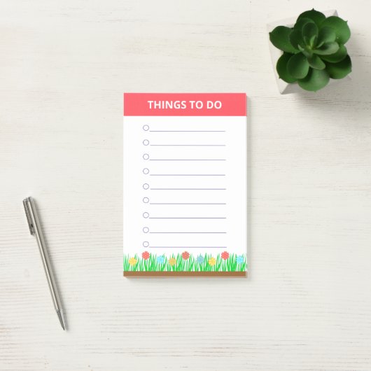 Bloemen en gepersonaliseerde taken post-it® notes (Kantoor)