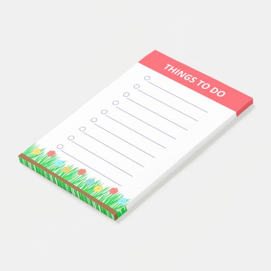 Bloemen en gepersonaliseerde taken post-it® notes (Schuin)