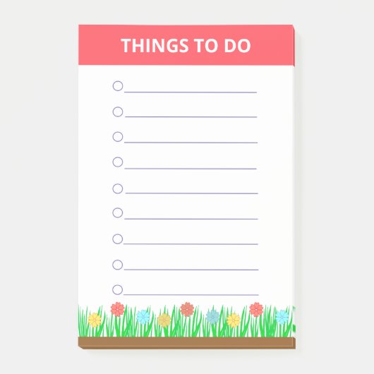 Bloemen en gepersonaliseerde taken post-it® notes (Voorkant)