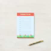 Bloemen en gepersonaliseerde taken post-it® notes (Op bureau)