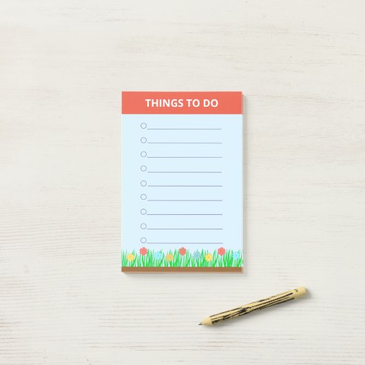 Bloemen en gepersonaliseerde taken post-it® notes (Op bureau)