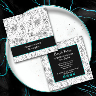 Bloemen en Gezichten Haar Stylist Make-up Vierkante Visitekaartje