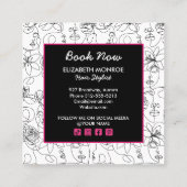 Bloemen en Gezichten Haar Stylist Make-up Vierkante Visitekaartje (Achterkant)