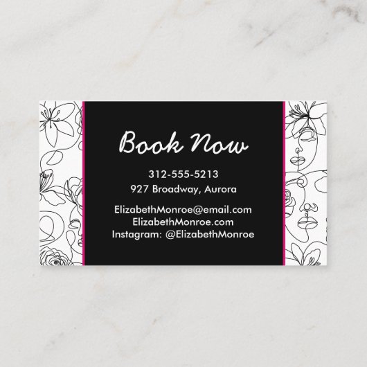 Bloemen en Gezichten Haar Stylist Make-up Visitekaartje (Achterkant)