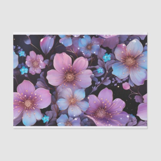 Bloemen en glitter decoupage tissuepapier (Voorkant)