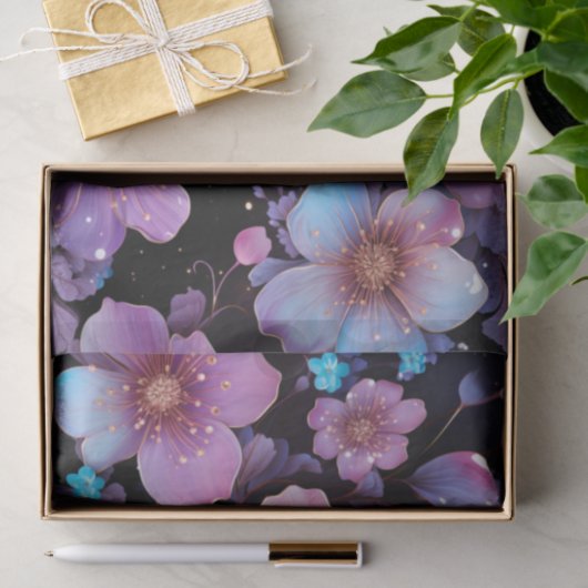 Bloemen en glitter decoupage tissuepapier (Geschenk)