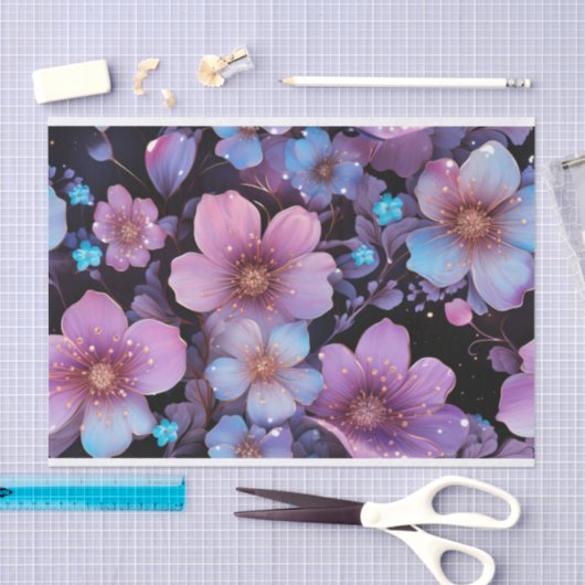 Bloemen en glitter decoupage tissuepapier (Craft)