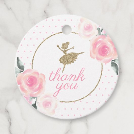 Bloemen en Gouden Ballerina dank u gunst Bedankjes Labels (Voorkant)