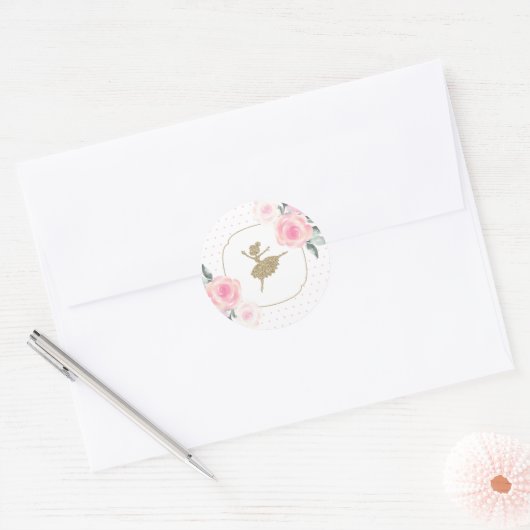Bloemen en Gouden Ballerina Stickers (Envelop)