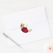 bloemen en gouden bladeren wit ronde sticker (Envelop)