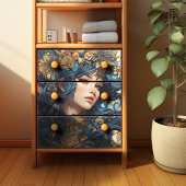 Bloemen en Gouden Godin Anime Style Blue Tissuepapier