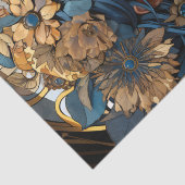Bloemen en Gouden Godin Anime Style Blue Tissuepapier (Detail)
