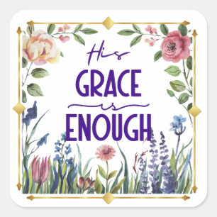 Bloemen en Gouden Grace Vierkante Sticker
