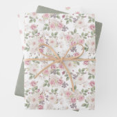 Bloemen en gouden kanten bruiloft inpakpapier vel (In situ)