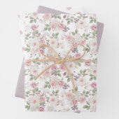 Bloemen en gouden kanten bruiloft inpakpapier vel (In situ)