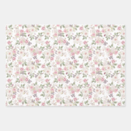 Bloemen en gouden kanten bruiloft inpakpapier vel