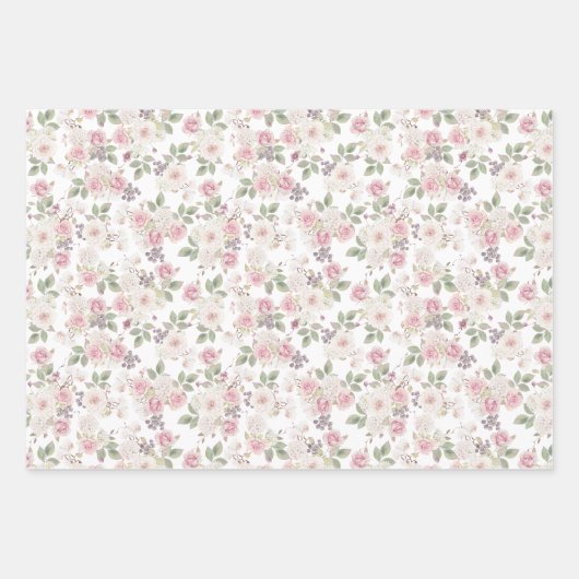 Bloemen en gouden kanten bruiloft inpakpapier vel (Voorkant)