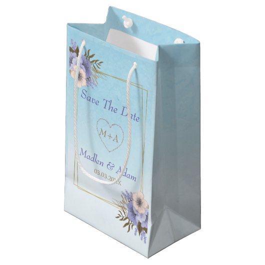 Bloemen en gouden Lijst Klein Cadeauzakje (Voorkant Gekanteld)