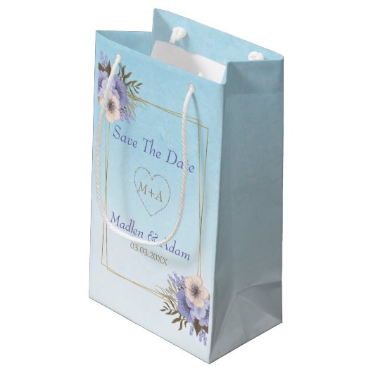 Bloemen en gouden Lijst Klein Cadeauzakje (Achterkant Gekanteld)