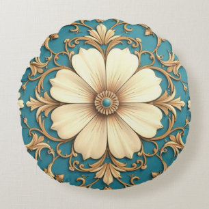 bloemen en gouden sieraden rond kussen