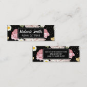 Bloemen en gouden speckles mini visitekaartje (Voorkant / Achterkant)