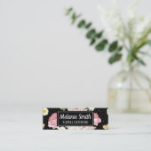 Bloemen en gouden speckles mini visitekaartje (Staand voorkant)