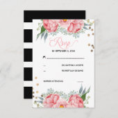 Bloemen en gouden Stippen bruiloft RSVP Kaart (Voorkant / Achterkant)