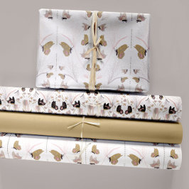 Bloemen en gouden vlinders Decoupage Inpakpapier Vel