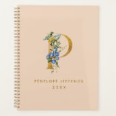  bloemen en goudmonogram, letter P Planner (Voorkant)