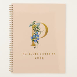  bloemen en goudmonogram, letter P Planner