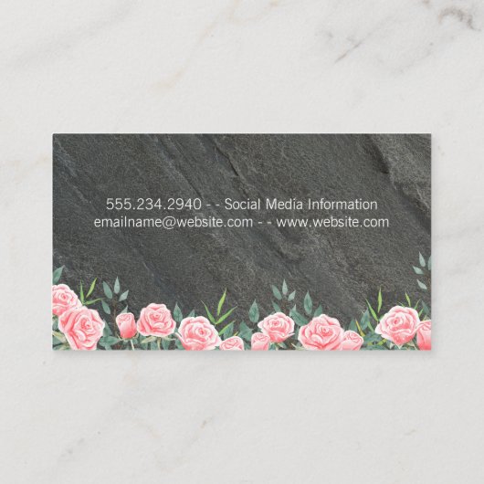 Bloemen en granietsteen visitekaartje (Achterkant)