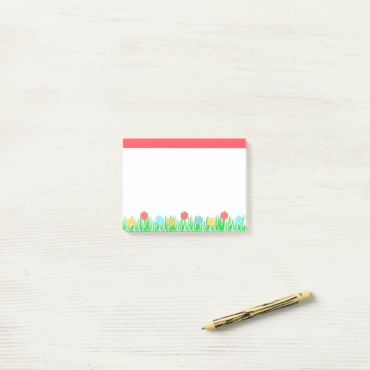 Bloemen en gras post-it® notes (Op bureau)