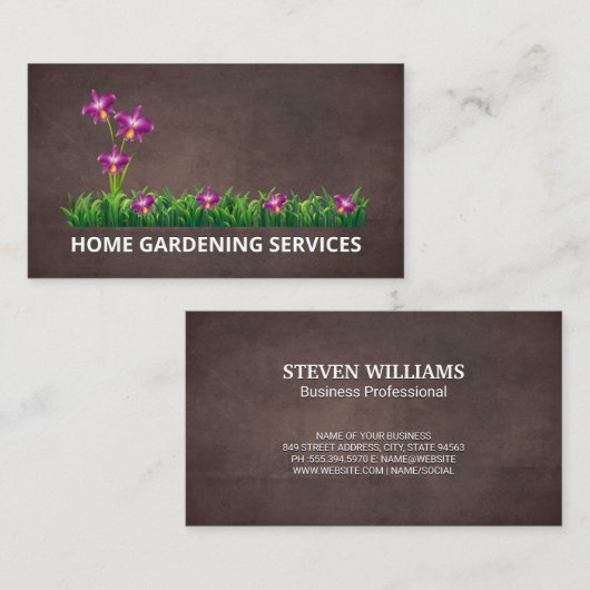 Bloemen en gras | Tuinieren Services Visitekaartje (Voorkant / Achterkant)