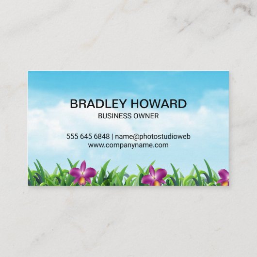 Bloemen en grastuinen | Wolken en hemel Visitekaartje (Achterkant)