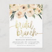 Bloemen en Greenery Gold Bridal Brunch Shower Uitnodiging Briefkaart (Voorkant)