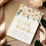 Bloemen en Greenery Gold Bridal Brunch Shower Uitnodiging Briefkaart<br><div class="desc">Bespaar op enveloppen met uitnodigingen van het briefkaart! Deze kaarten bevatten een boeket met handbeschilderde bloemen in tinten van wazige roze en crème en groen. Er is faux goudglitter. Uw douchegegevens worden hieronder weergegeven met "bridale brunch" in het krijgsschrift. Deze bruidelijke doucheuitnodiging is klaar om gepersonaliseerd te worden! Klik op...</div>