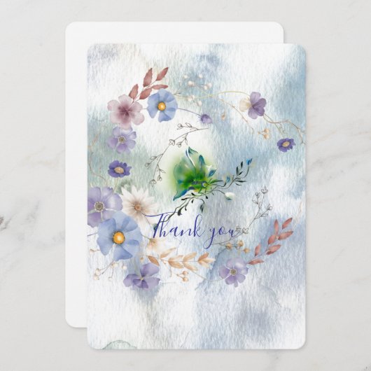 Bloemen en grillige bedankkaart (Voorkant / Achterkant)