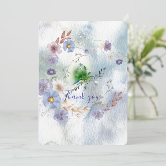 Bloemen en grillige bedankkaart (Staand voorkant)