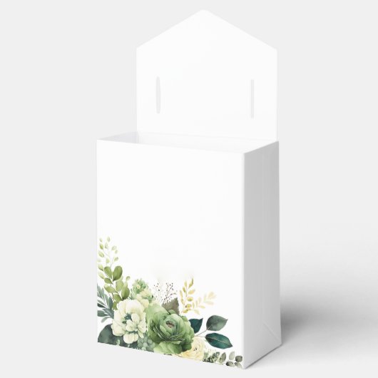 Bloemen en groen bruiloft bedankdoosjes (Geopend)
