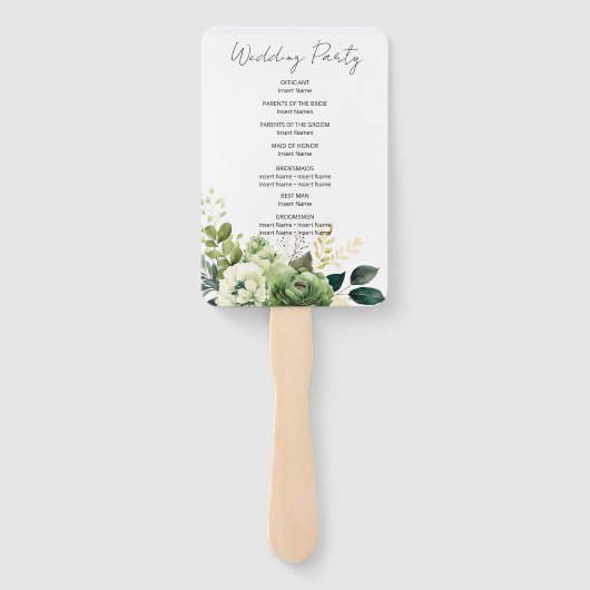 Bloemen en groen bruiloft handwaaier (Achterkant)
