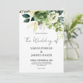 Bloemen en groen bruiloft kaart (Staand voorkant)