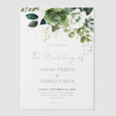 Bloemen en groen bruiloft vellum uitnodigingen (Voorkant)