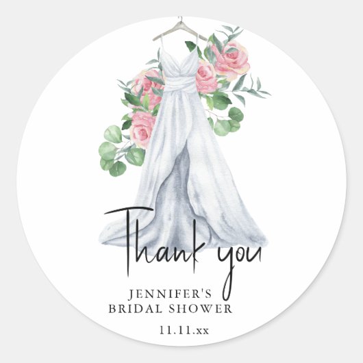 Bloemen en groen - dank je baby shower ronde sticker (Voorkant)