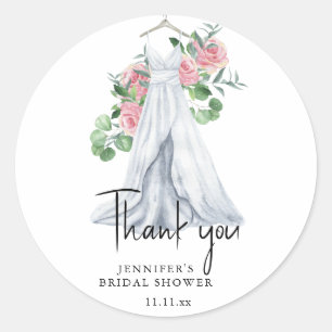 Bloemen en groen - dank je bruidsdouche  ronde sticker