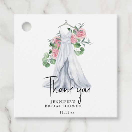 Bloemen en groen - dank je bruidsfeest bedankjes labels (Voorkant)