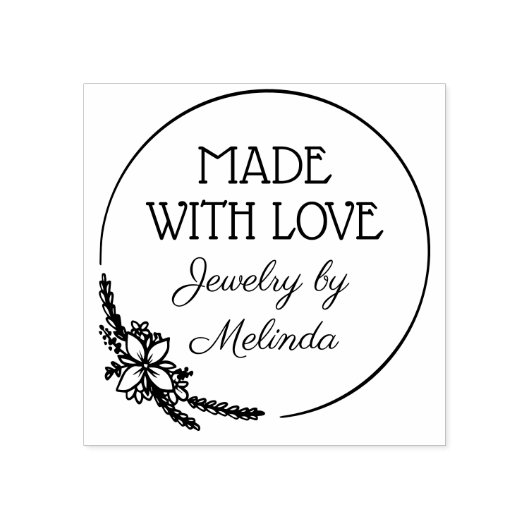 Bloemen en groen gemaakt van liefde rubberstempel (Afrduk)