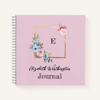 Bloemen en groen geometrisch ontwerp waterverf notitieboek